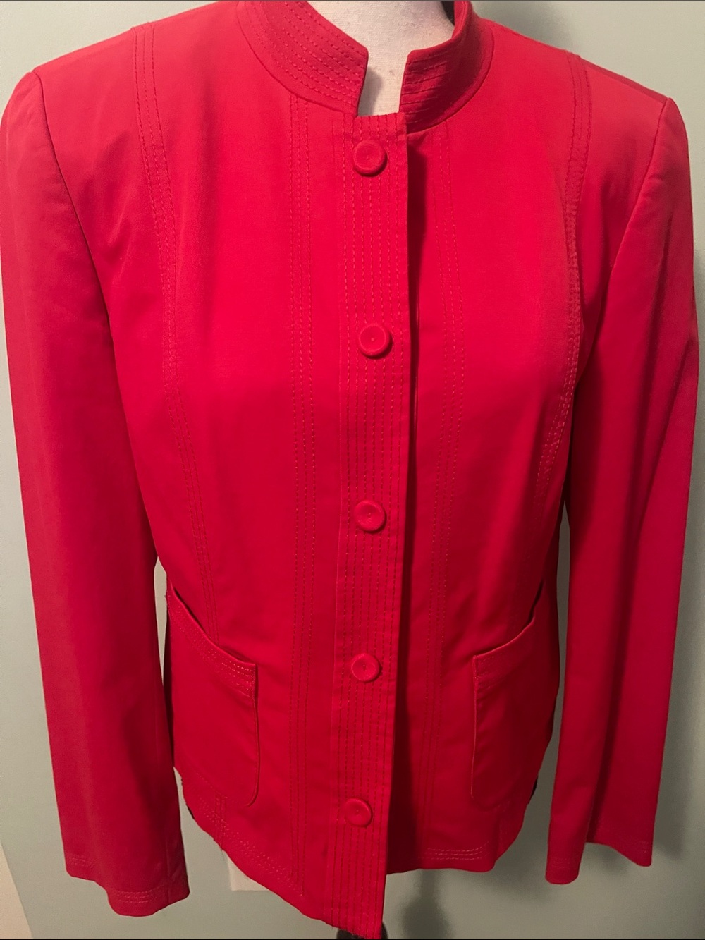 Talbots Vibrant Red Stand-Collar Blazer